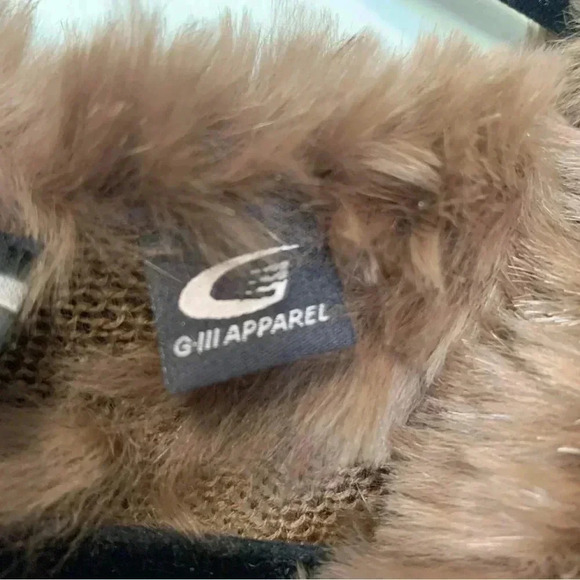 Black Rivet brown rabbit fur poncho - Picture 2 of 4